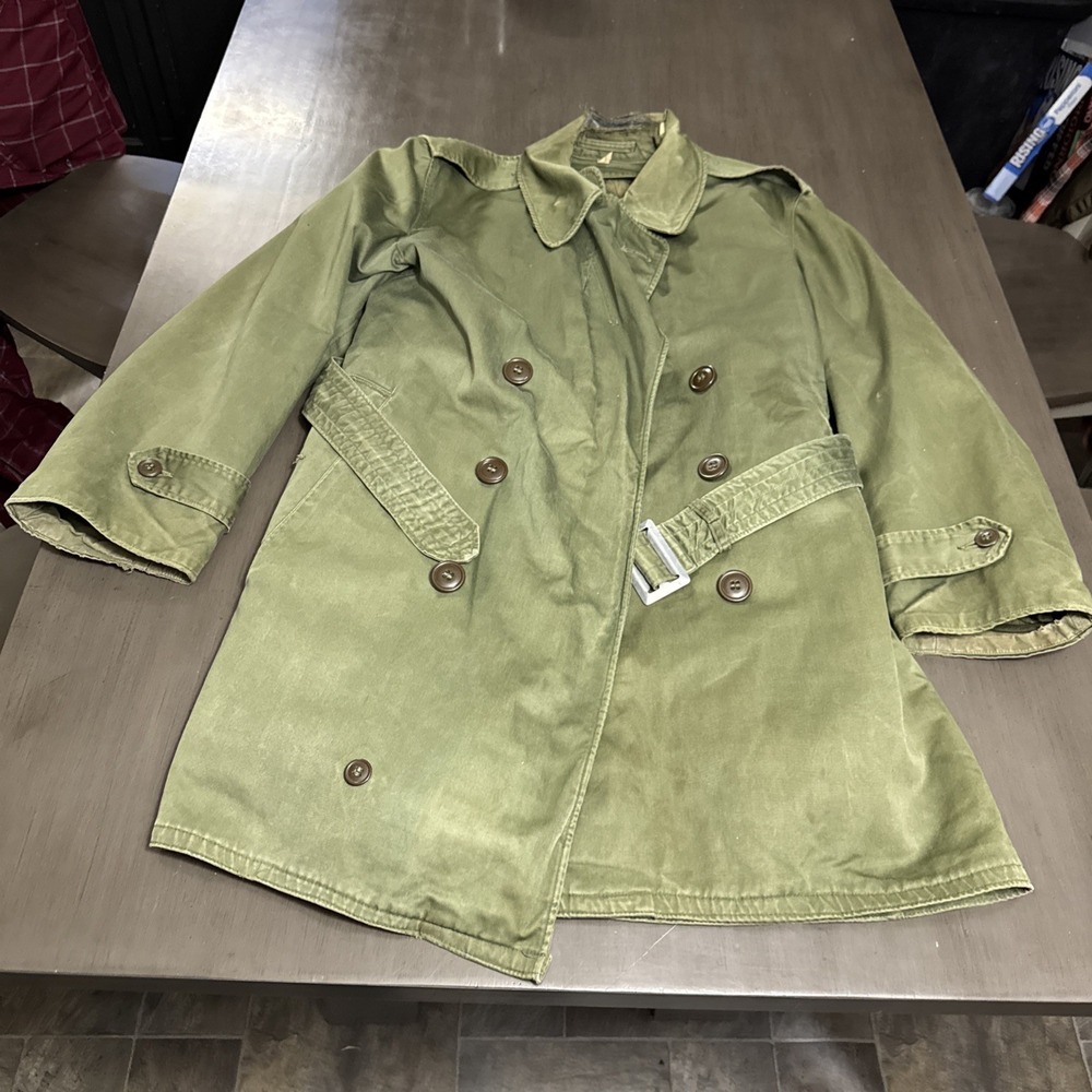 US Military OG 107 Trench Overcoat Wool‎ Liner Size Small Short Vietnam War 1967